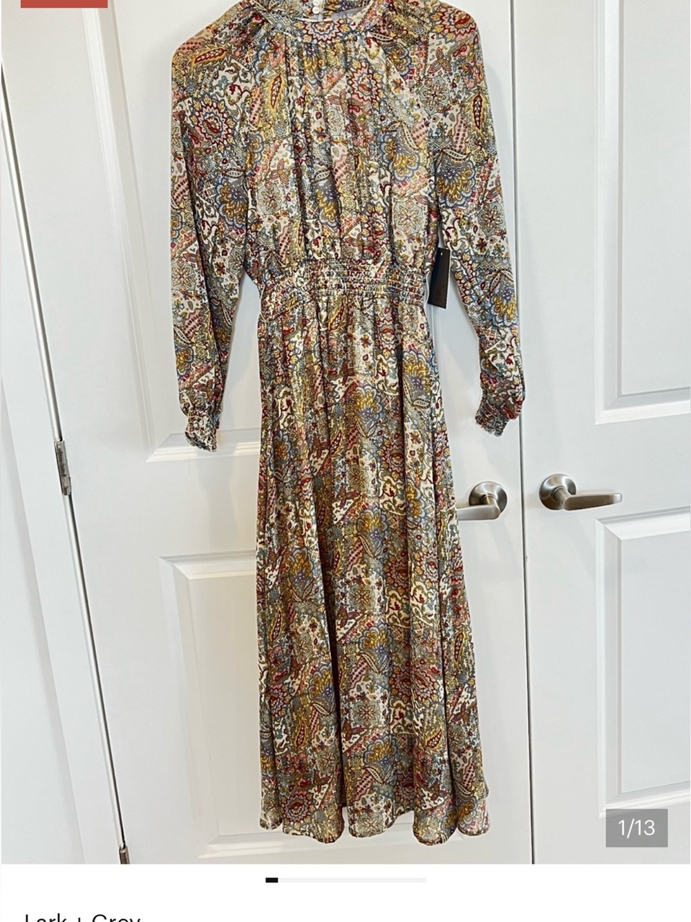 Lark & Grey Floral Paisley Long Sleeve Maxi Dress - Multicolor